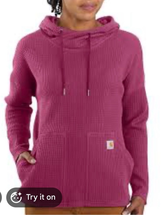 Carhartt Tops - Carhartt Relaxed Fit Heavyweight Waffle Knit Hoodie in Berry size L